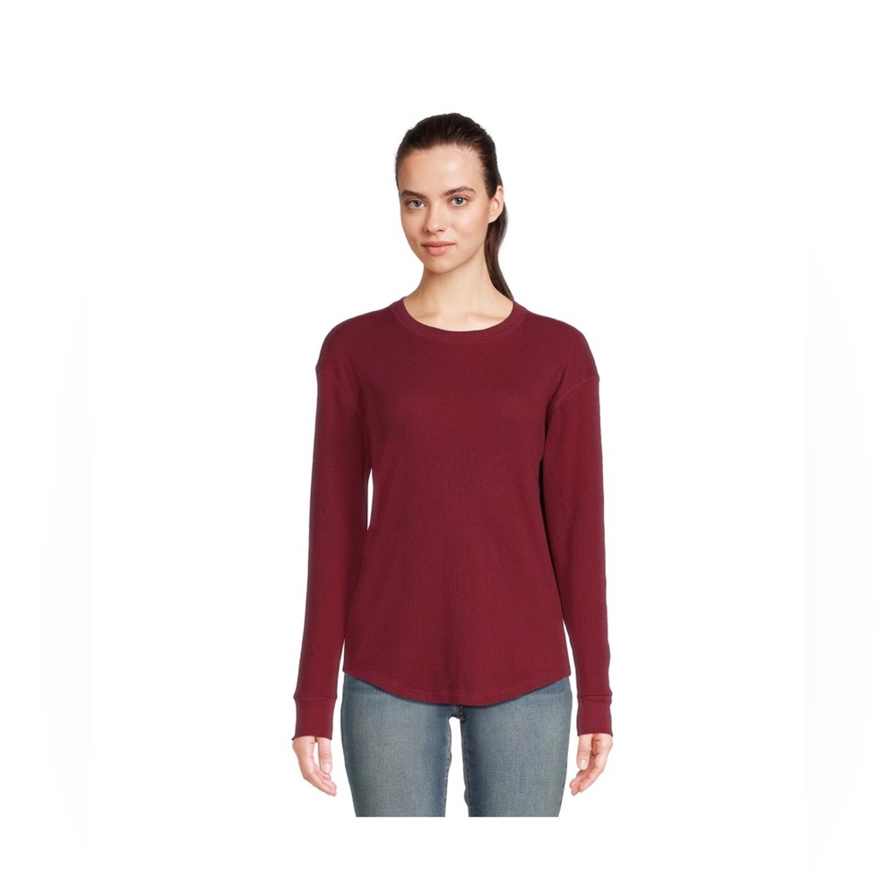 Women’s waffle knit, long sleeve top, size large. EUC